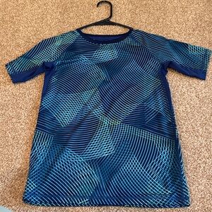 All in Motion Navy and Aqua T-Shirt